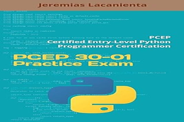 A Python certification practice exam book representing certified excellence and student success